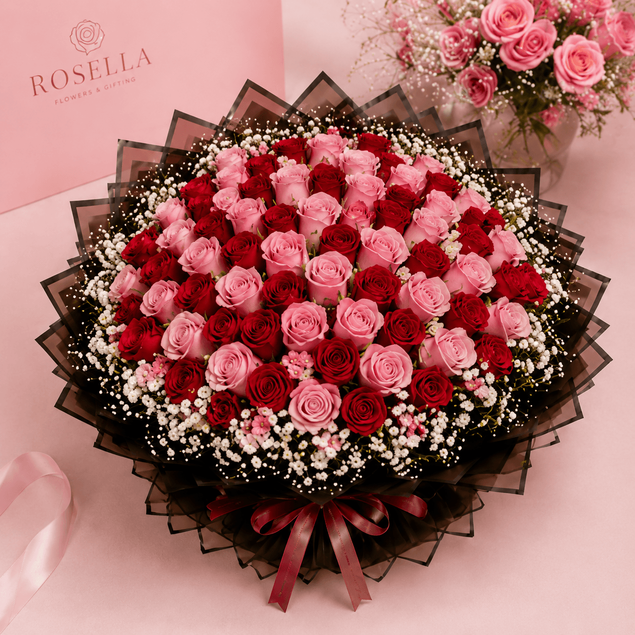 Birthday Bloom flower and gift bundle with red roses, a premium teddy bear, Ferrero-style chocolates, Lindt-style chocolates by Rosella Flowers & Gifting