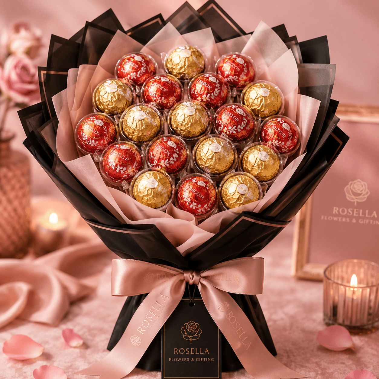 Ferrero / Lindt Bouquet chocolate gift add-on with Ferrero-style or Lindt-style chocolates by Rosella Flowers & Gifting in Polokwane