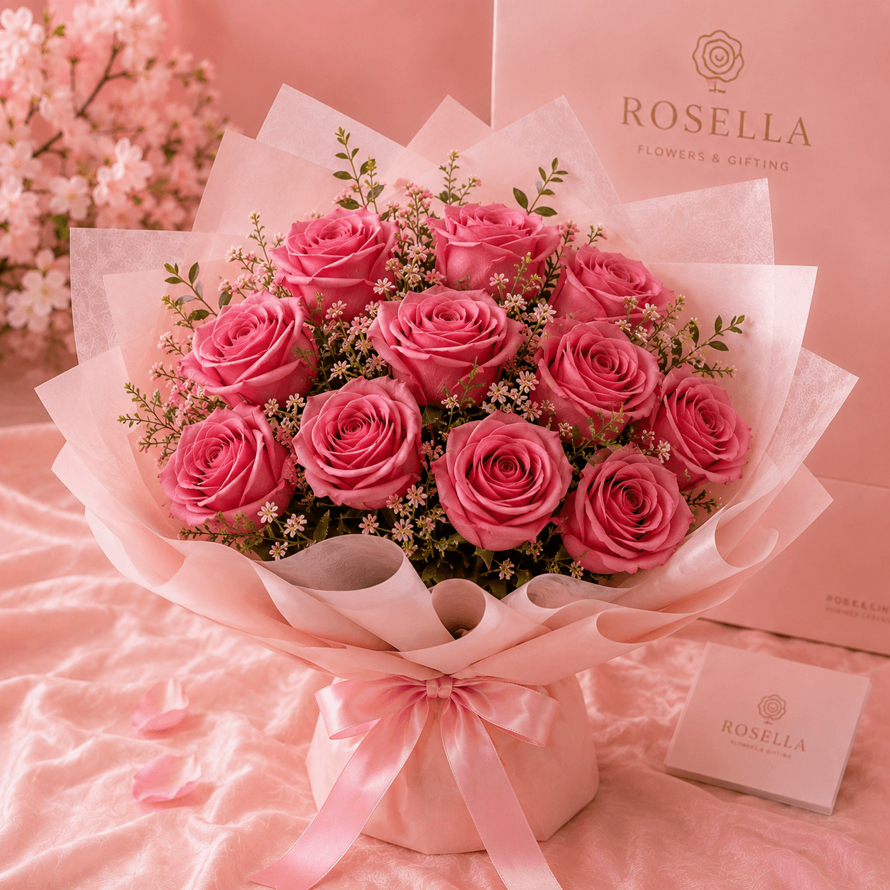 Elegant Apology Roses pink rose bouquet with pink roses by Rosella Flowers & Gifting in Polokwane