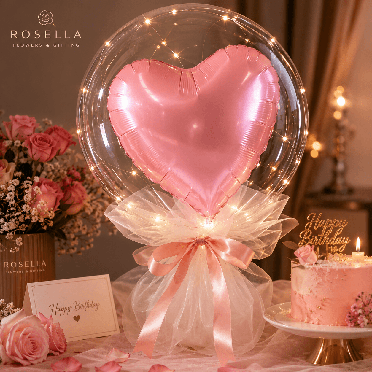 Heart Balloon Inside Clear Balloon balloon gift add-on with a heart balloon by Rosella Flowers & Gifting in Polokwane