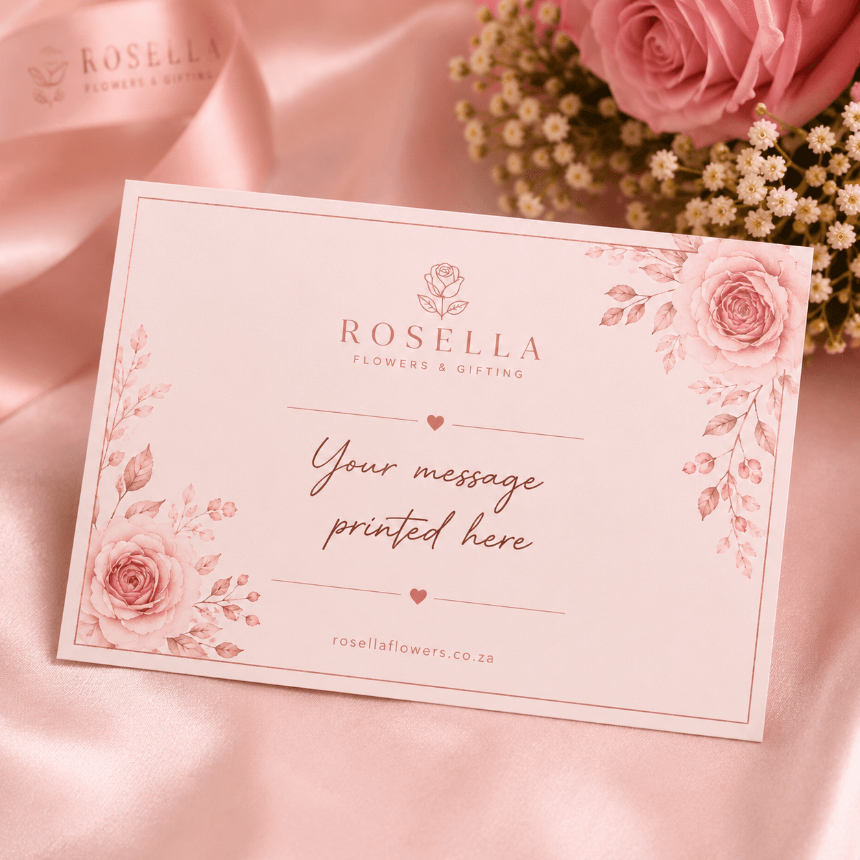 Premium Printed Card personalised card add-on with a premium printed card by Rosella Flowers & Gifting in Polokwane