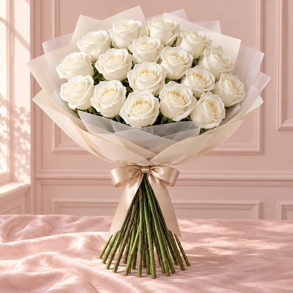 Pink Daydream — 20 Light Pink Roses, fresh flower bouquet with exposed stems, Rosella Flowers & Gifting