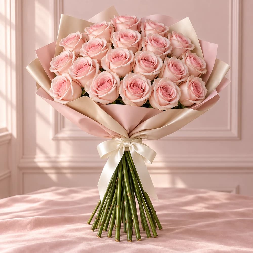 Blush roses showing their petal colour in a Rosella bouquet