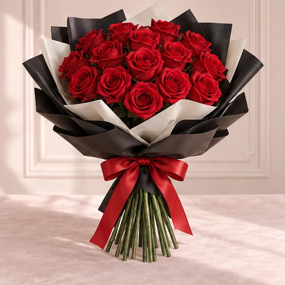 Ever After Scarlet — 20 Red Artificial Roses, artificial flower bouquet with exposed stems, Rosella Flowers & Gifting