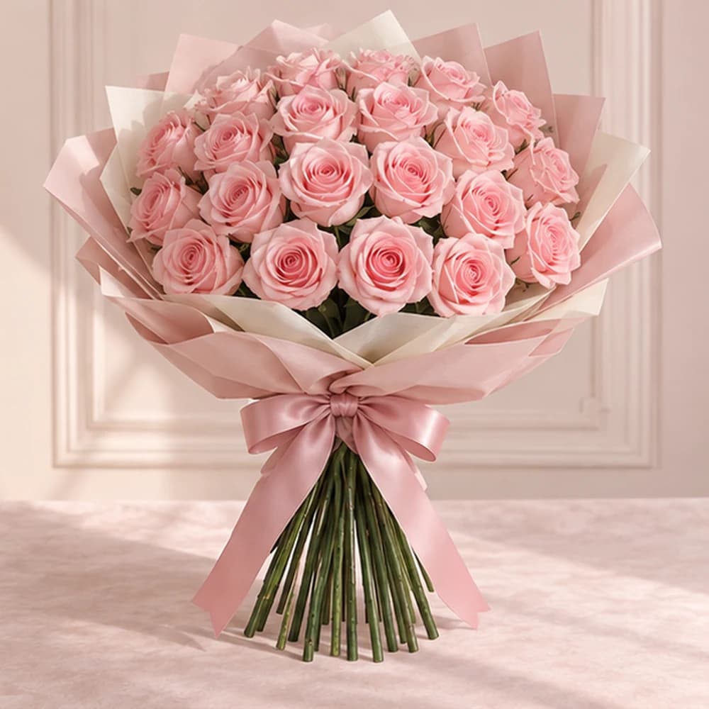 Ever After Blush — 30 Light Pink Artificial Roses, artificial flower bouquet with exposed stems, Rosella Flowers & Gifting