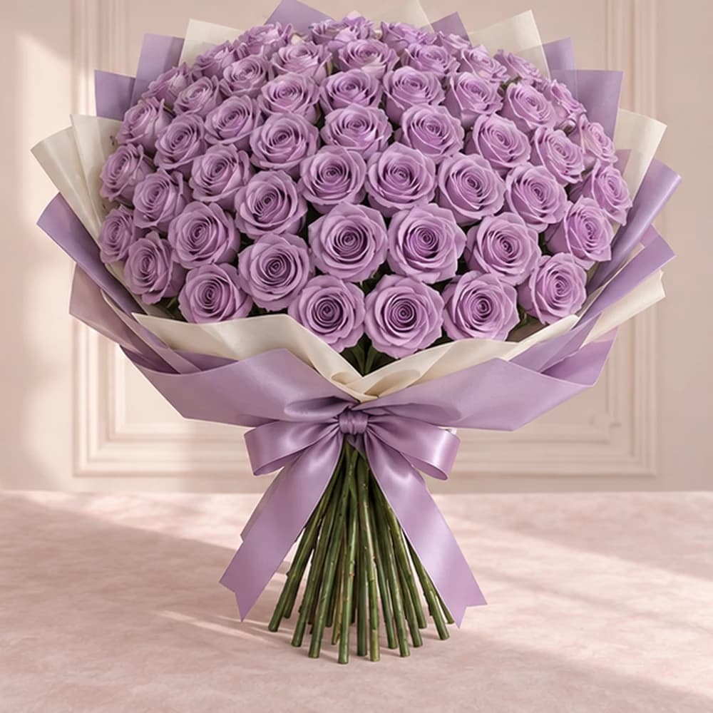Ever After Lavender — 70 Lavender Artificial Roses, artificial flower bouquet with exposed stems, Rosella Flowers & Gifting