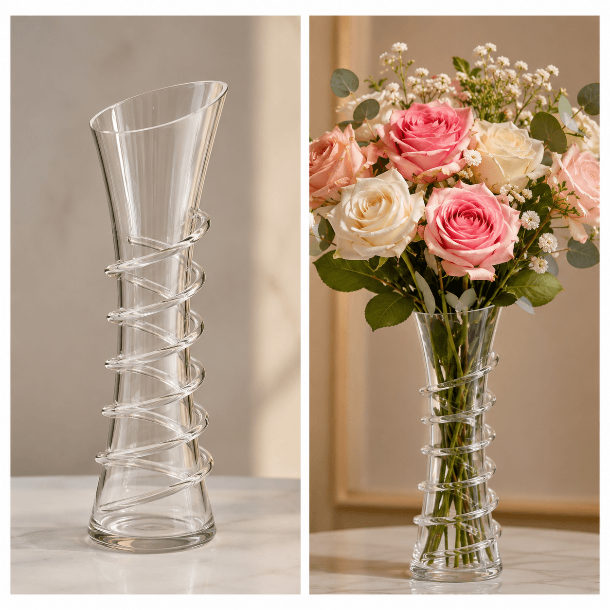 Tall Glass Vase rose vase arrangement with a tall glass vase by Rosella Flowers & Gifting in Polokwane