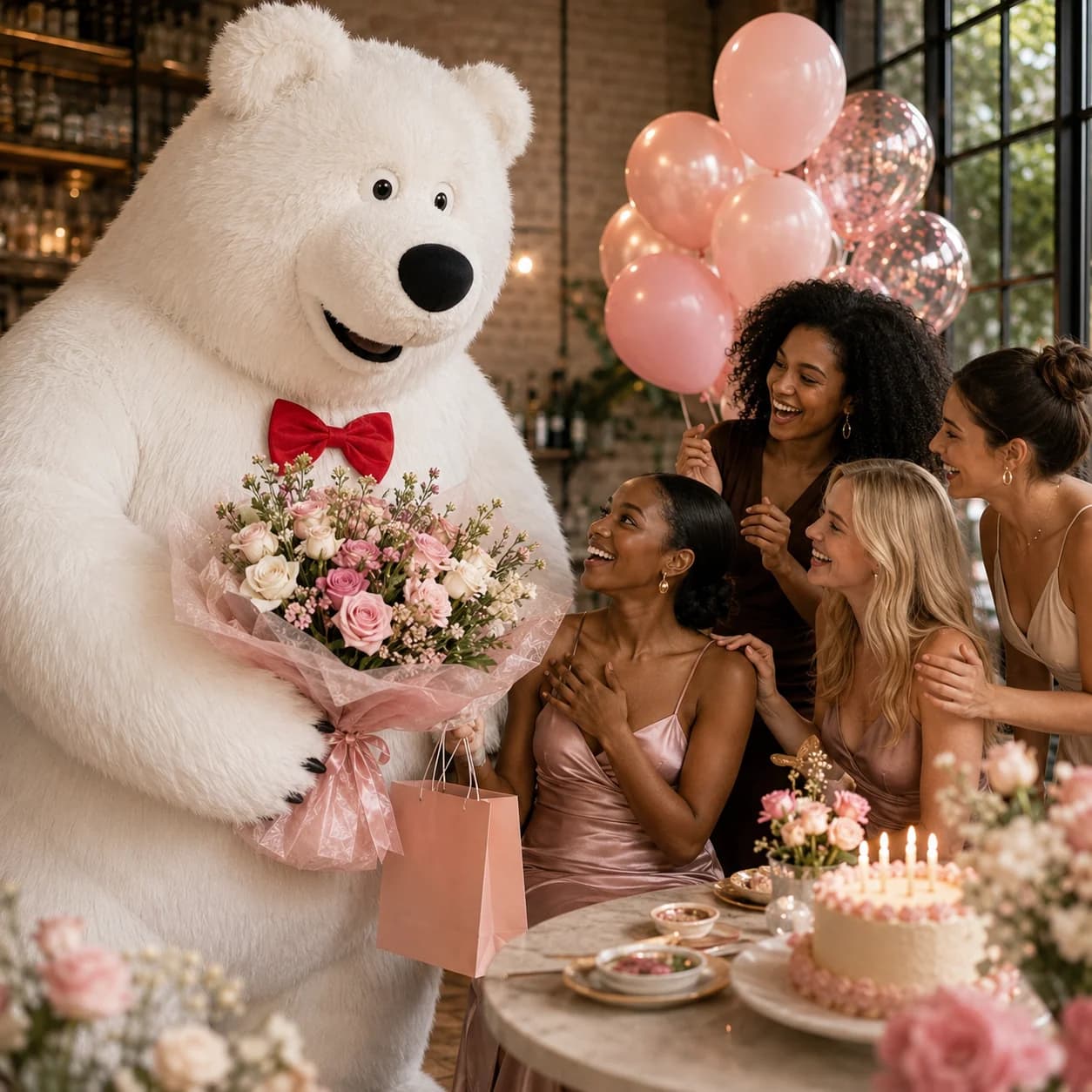 White Rosella Bear making a birthday surprise